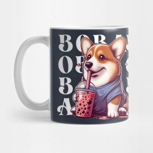 Cute Corgi Drinking Boba T-Shirt: Adorable Dog Tee for Boba Tea Lovers Mug